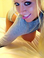 Monroe Lee in a comfy grey sweater.